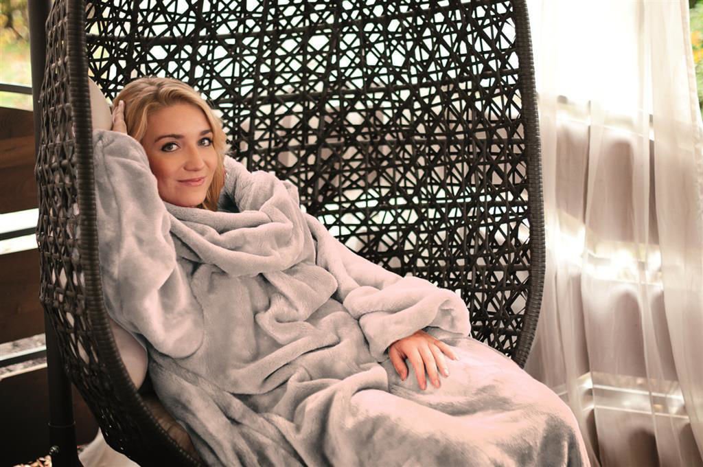 Matex Deka mikroplyšová s rukávy 150x210 cm - šedá