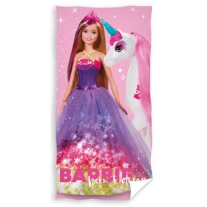 Carbotex Bavlněná froté osuška 70x140 cm - Barbie a Jednorožec
