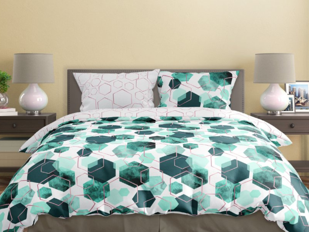 FARO Bavlněné saténové povlečení 140x200 + 70x90 cm - Milagro Verde 009