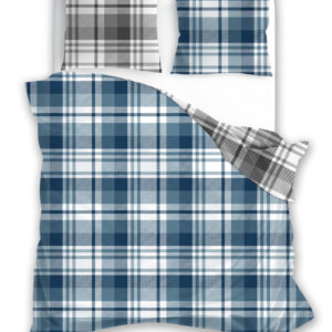 FARO Flanelové povlečení 140x200 + 70x90 cm - Modrá kostka