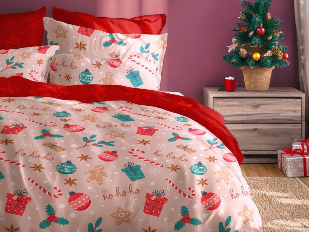 FARO Vánoční bavlněné povlečení 140x200 + 70x90 cm - Vánoční nadílka