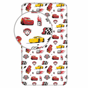 Jerry Fabrics Bavlněné napínací prostěradlo 90x200 + 25 cm - Cars 3 "McQueen"