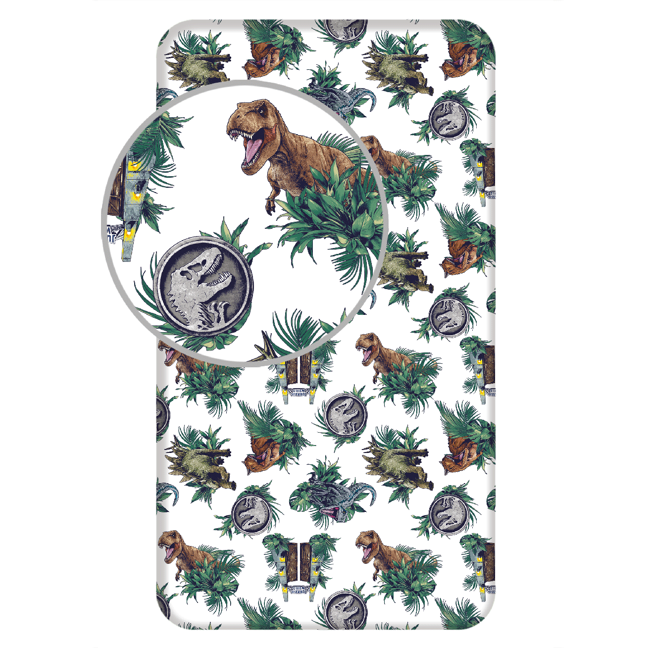 Jerry Fabrics Bavlněné napínací prostěradlo 90x200 + 25 cm - Jurský Svět "Roar"