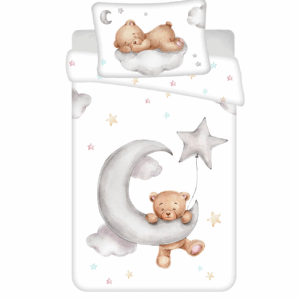 Jerry Fabrics Povlečení do postýlky 100x135 + 40x60 cm - Medvídek "Moon"