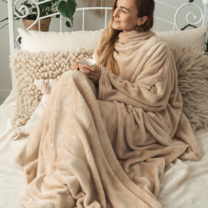 Matex Deka mikroplyšová s rukávy 150x210 cm - béžová