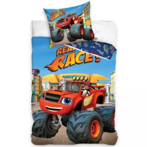 Carbotex Bavlněné povlečení 140x200 + 70x90 cm - Plamínek a Čtyřkoláci "Připraven na závod"