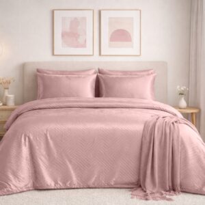 Damaškové povlečení 140x200 + 70x90 cm - Geometrie růžová