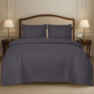 Damaškové povlečení 140x200 + 70x90 cm - Geometrie tmavě šedá