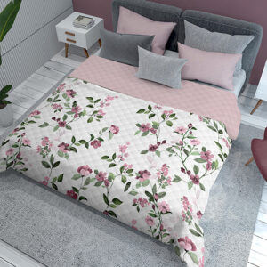 Detexpol Luxusní přehoz na postel 220x240 cm - Pudrově růžové květy