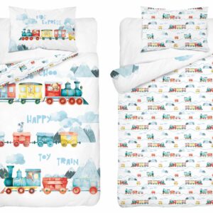 Detexpol Povlečení do postýlky 100x135 + 40x60 cm - Veselý vláček