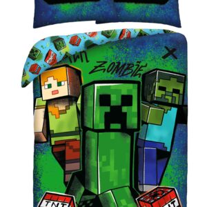 Halantex Povlečení z mikrovlákna 140x200 + 70x90 cm - Minecraft "Zombie"