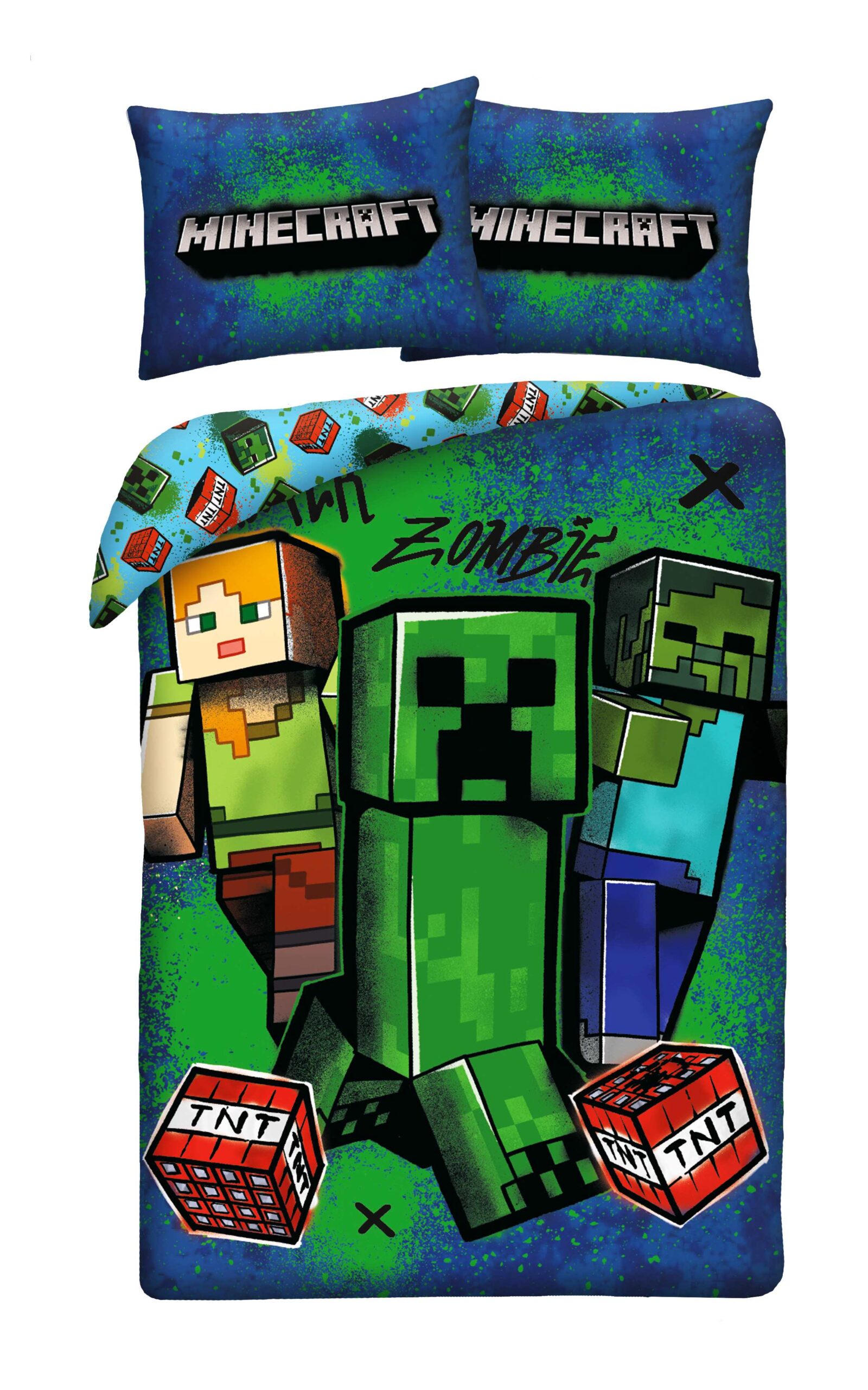 Halantex Povlečení z mikrovlákna 140x200 + 70x90 cm - Minecraft "Zombie"