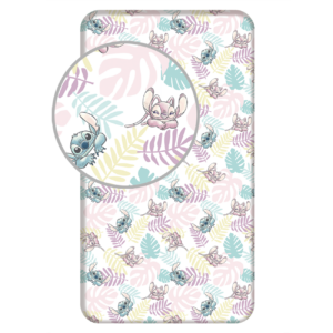 Jerry Fabrics Bavlněné napínací prostěradlo 90x200 + 25 cm - Lilo and Stitch "Leaves"