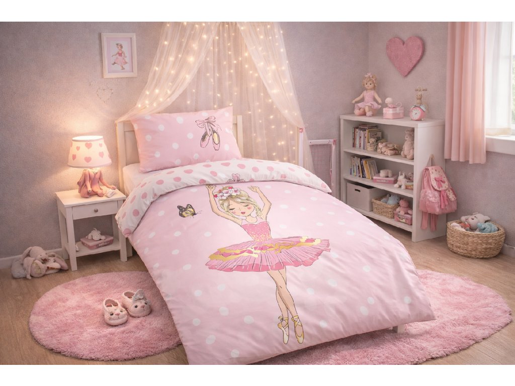 Jerry Fabrics Bavlněné povlečení 140x200 + 70x90 cm - Balerína