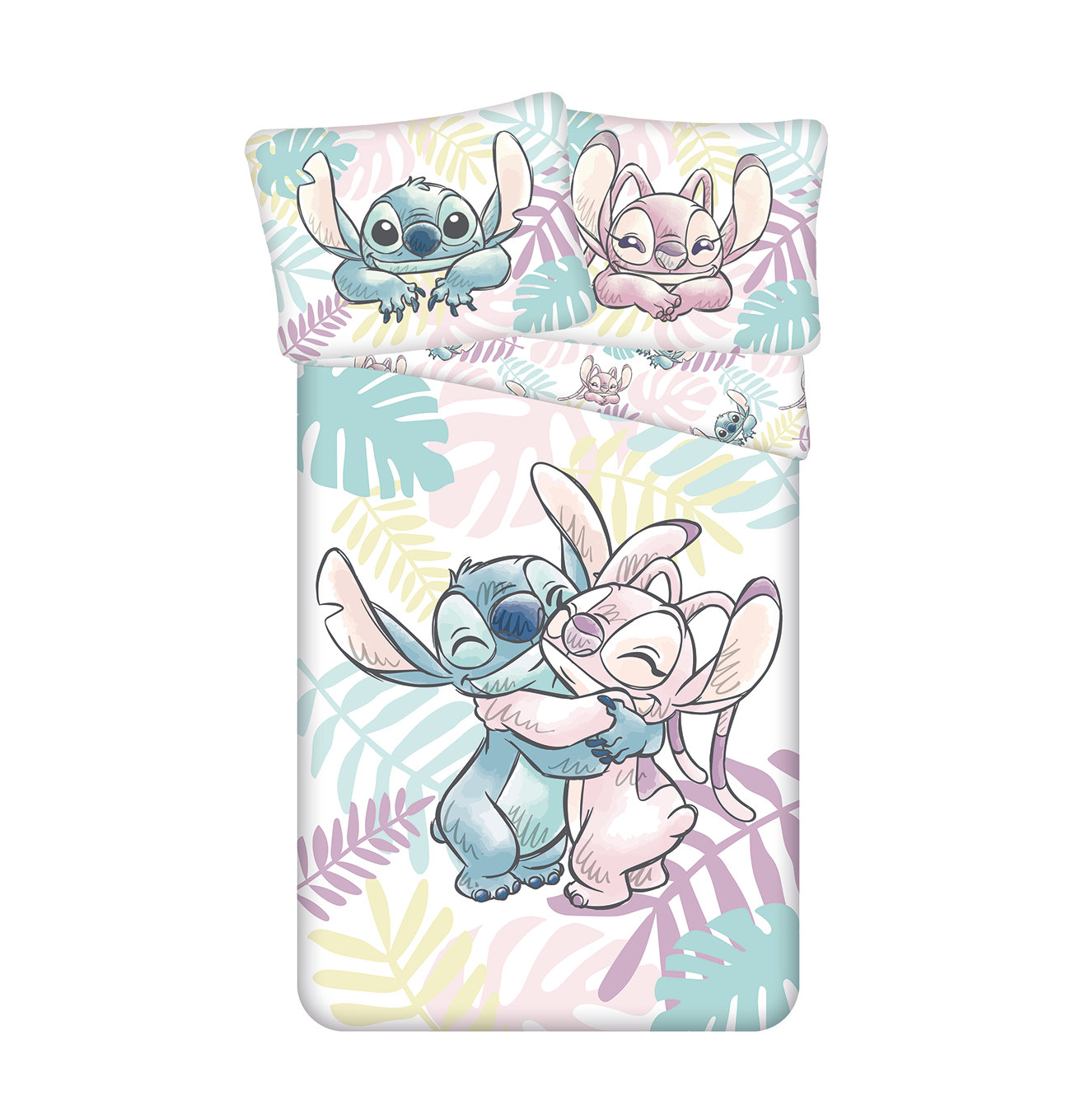 Jerry Fabrics Bavlněné povlečení 140x200 + 70x90 cm - Lilo and Stitch "Leaves"