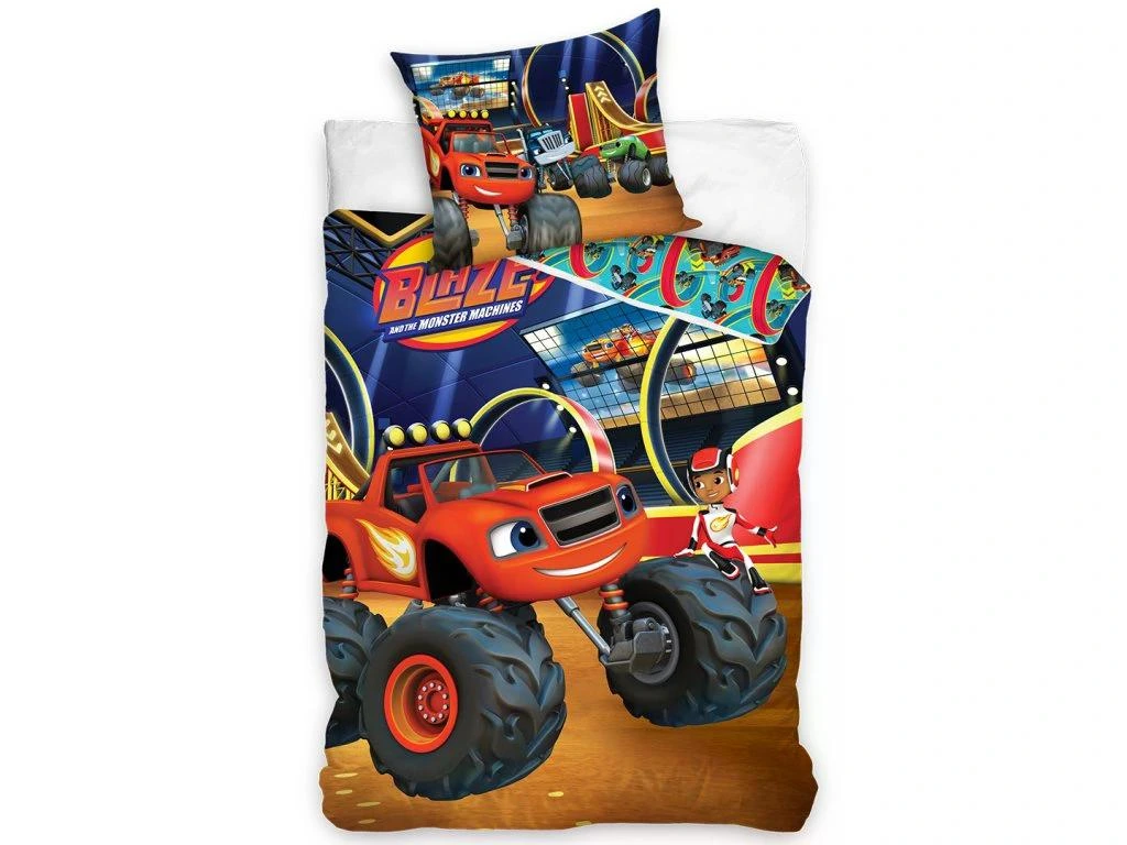 Carbotex Povlečení do postýlky 100x135 + 40x60 cm - Plamínek a čtyřkoláci "Aréna"