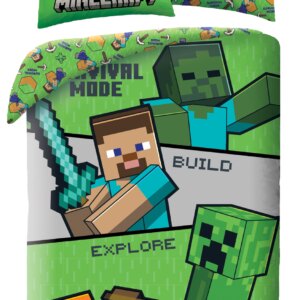 Halantex Povlečení z mikrovlákna 140x200 + 70x90 cm - Minecraft "Build