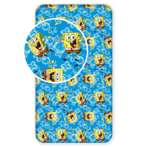 Jerry Fabrics Bavlněné napínací prostěradlo  90x200 + 25 cm - Sponge Bob blue