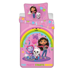 Jerry Fabrics Povlečení z mikrovlákna 140x200 + 70x90 cm - Gabby's Dollhouse "Rainbow Party"
