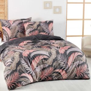 Kvalitex Bavlněné povlečení DELUX 140x200 + 70x90 cm - PALMA šedá