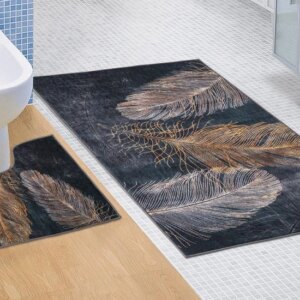 Kvalitex Dvoudílná koupelnová předložka 60x100 + 60x50 cm - Pírko 3D