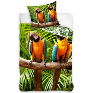 TipTrade Bavlněné povlečení 140x200 + 70x90 cm - Papoušci Ara Ararauna
