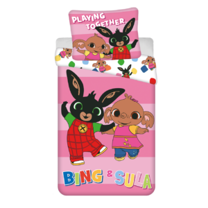 Jerry Fabrics Bavlněné povlečení 140x200 + 70x90 cm - Zajíček Bing "Playing Together"