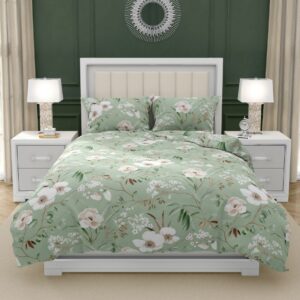 Kvalitex Bavlněné povlečení DELUX 220x200 + 2x 70x90 cm - MAGNÓLIE zelená