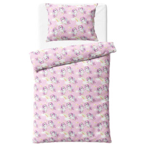 TipTrade Bavlněné povlečení 140x200 + 70x90 cm - Jednorožec duhový svět