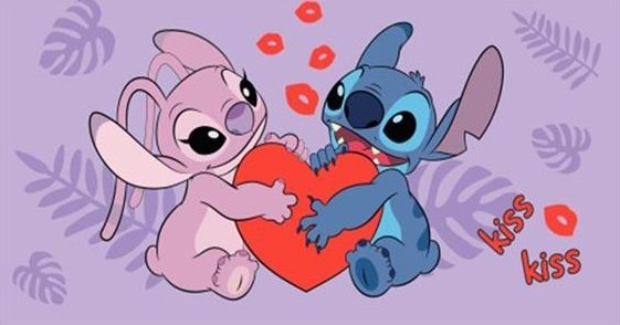 Jerry Fabrics Bavlněná froté osuška 70x140 cm - Lilo and Stitch "Kiss"
