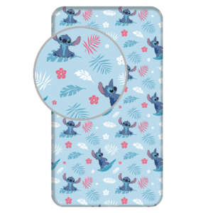 Jerry Fabrics Bavlněné napínací prostěradlo 90x200 + 25 cm - Lilo and Stitch "Blue"