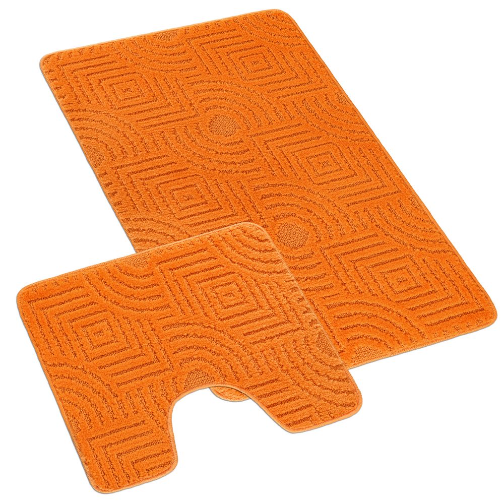 Kvalitex Koupelnová a WC předložka 60x100 + 60x50 cm - Bludiště oranžové
