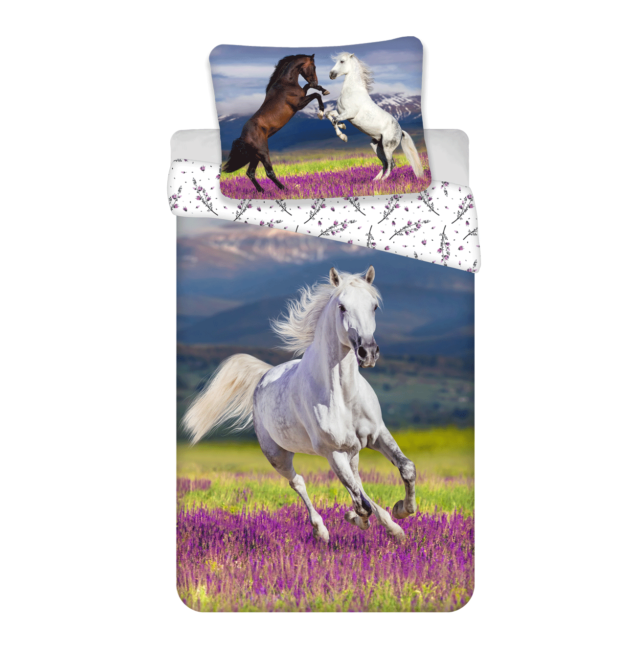 Jerry Fabrics Bavlněné povlečení 140x200 + 70x90 cm - Kůň "Meadow"