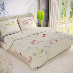 Kvalitex Bavlněné povlečení DELUX 220x200 + 2x 70x90 cm - BOTANICA smetanová