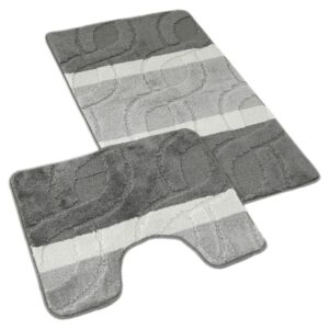 Kvalitex Koupelnová a WC předložka 60x100 + 60x50 cm - Geometrie šedá