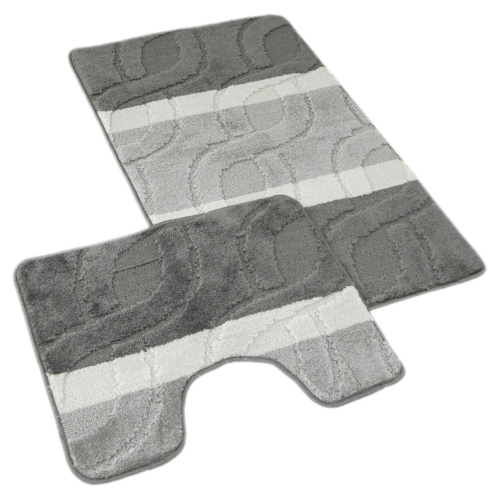 Kvalitex Koupelnová a WC předložka 60x100 + 60x50 cm - Geometrie šedá