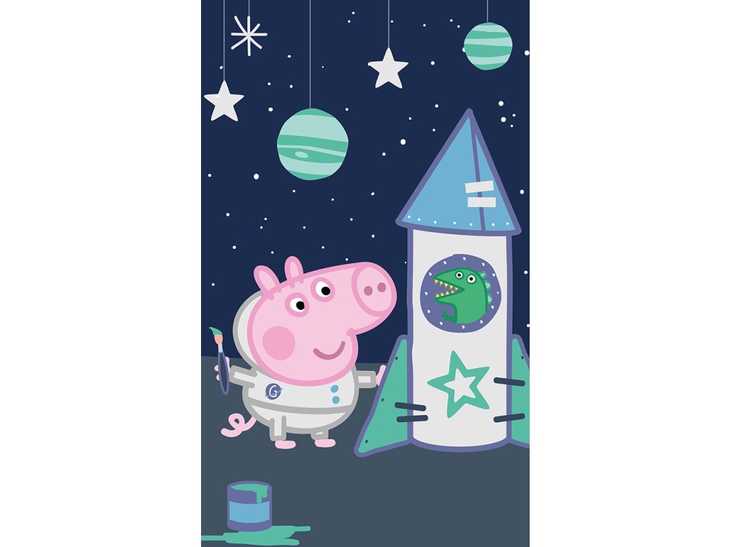 Carbotex Bavlněný froté ručníček 30x50 cm - Prasátko Pepina Tomík astronaut