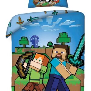 Halantex Bavlněné povlečení 140x200 + 70x90 cm - Minecraft Boom
