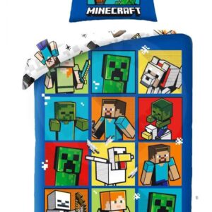 Halantex Bavlněné povlečení 140x200 + 70x90 cm - Minecraft "Characters Cubes"