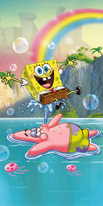 Jerry Fabrics Bavlněná froté osuška 70x140 cm - Sponge Bob "Tropical Duo"