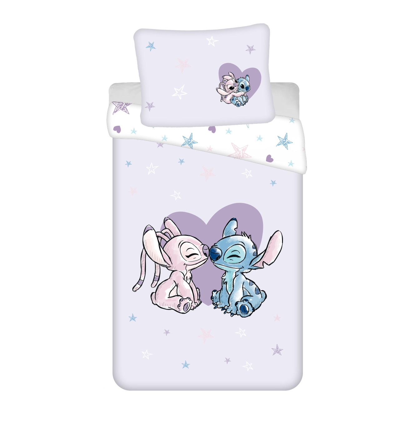 Jerry Fabrics Bavlněné povlečení 140x200 + 70x90 cm - Lilo and Stitch "Heart"