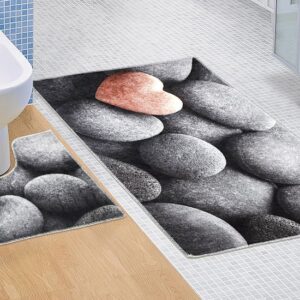 Kvalitex Dvoudílná koupelnová předložka 60x100 + 60x50 cm - Tmavé kameny 3D
