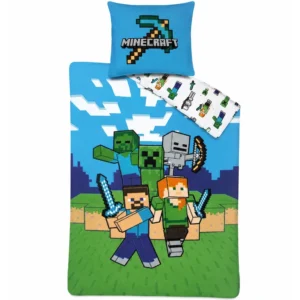 TipTrade Bavlněné povlečení 140x200 + 70x90 cm - Minecraft "Pixelový svět"