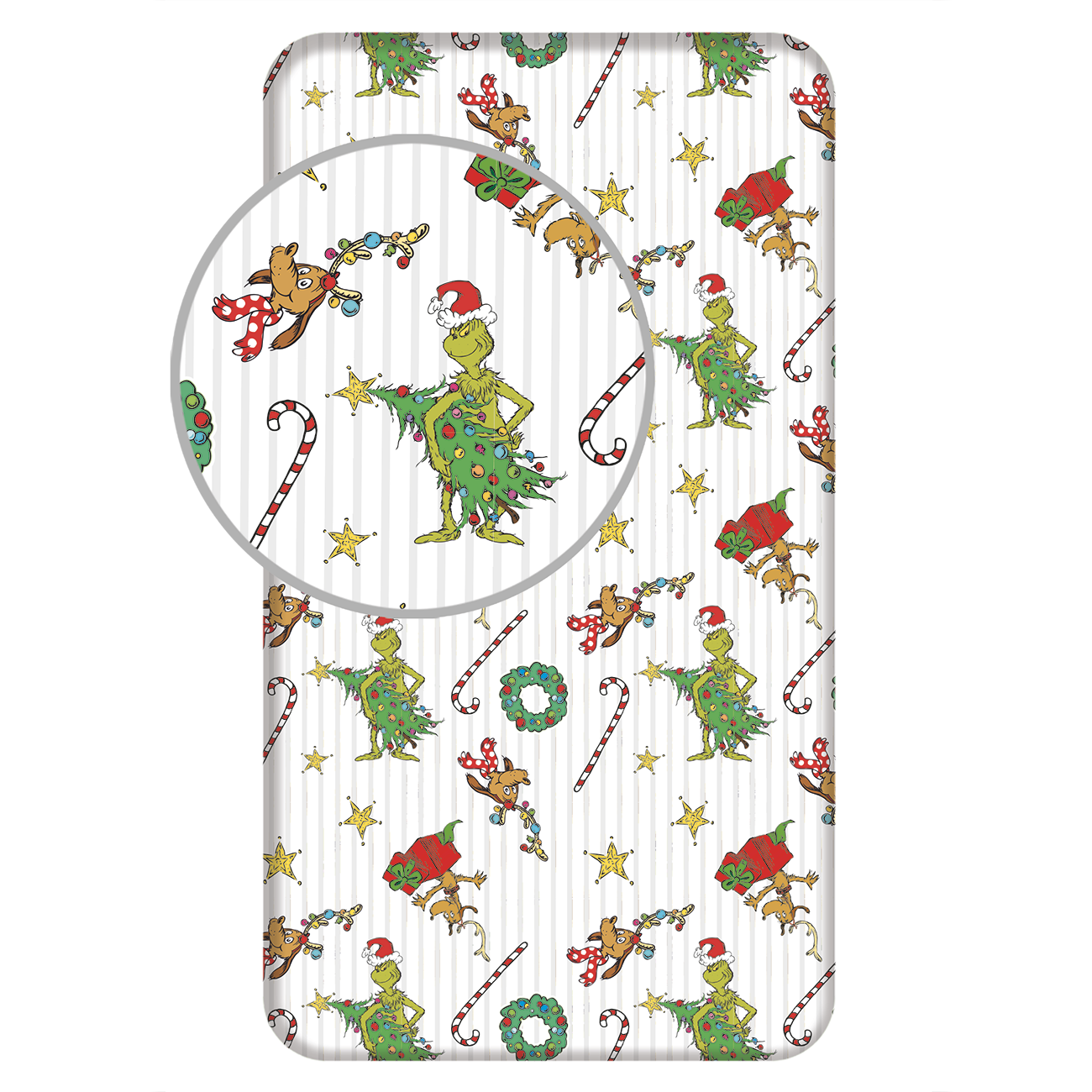 Jerry Fabrics Bavlněné napínací prostěradlo 90x200 + 25 cm - Grinch "Grinchmas"