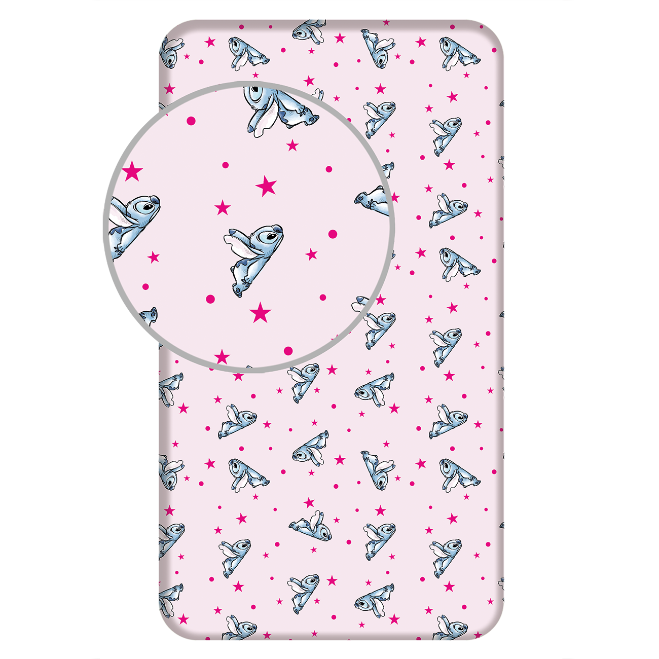 Jerry Fabrics Bavlněné napínací prostěradlo 90x200 + 25 cm - Lilo and Stitch "Pink Stars"