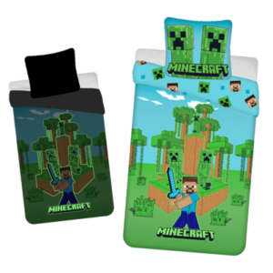 Jerry Fabrics Bavlněné povlečení 140x200 + 70x90 cm - Minecraft "Jungle Fight" se svítícím efektem