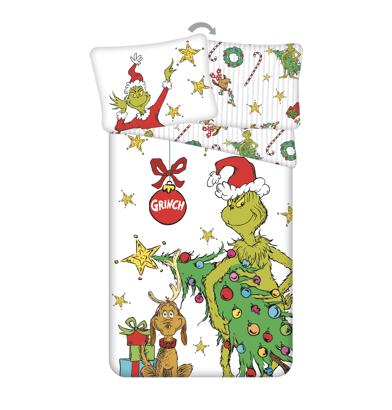 Jerry Fabrics Vánoční bavlněné povlečení 140x200 + 70x90 cm - Grinch "Grinchmas"