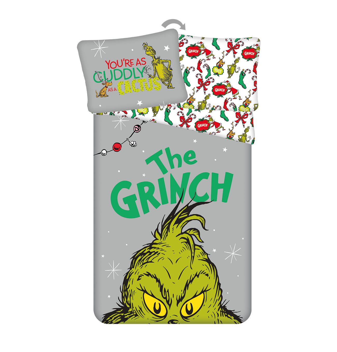Jerry Fabrics Vánoční bavlněné povlečení 140x200 + 70x90 cm - Grinch "The Grinch"