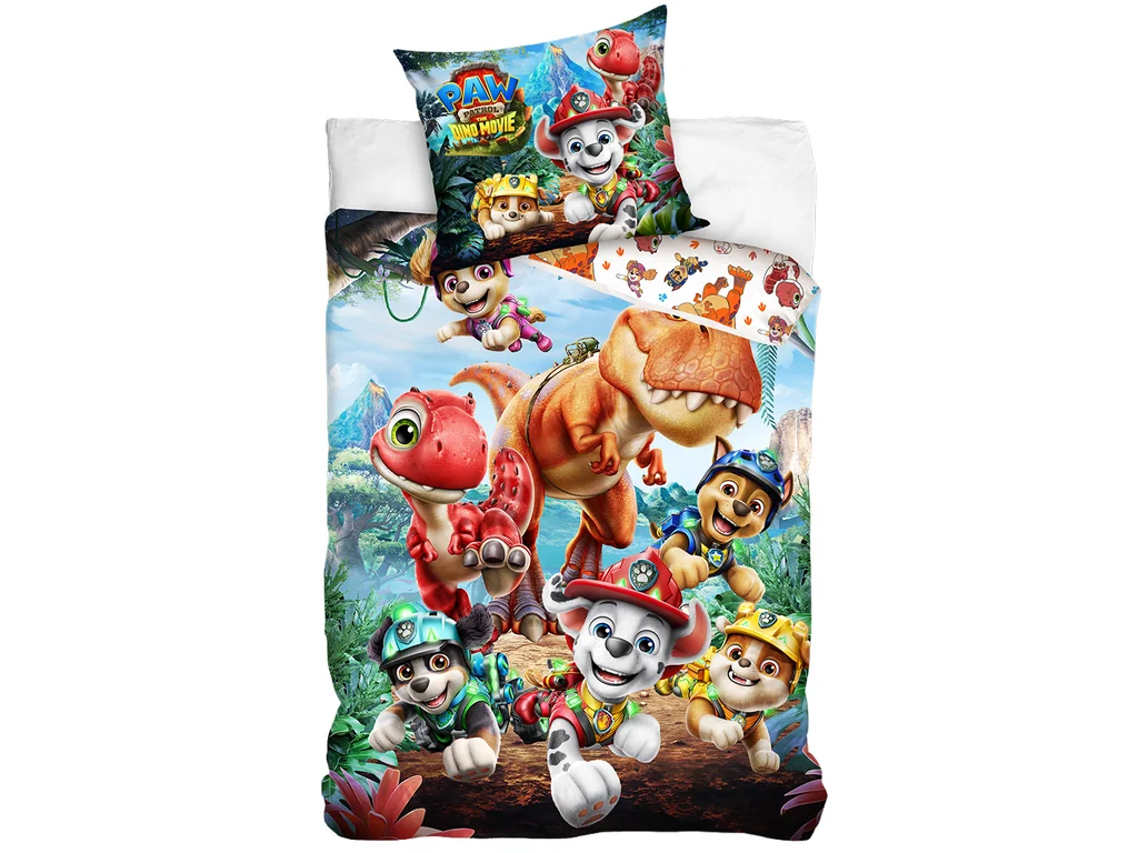 Carbotex Bavlněné povlečení 140x200 + 70x90 cm - Tlapková patrola "The Dino Movie"