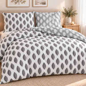 FARO Flanelové povlečení 140x200 + 70x90 cm - Šedé listy